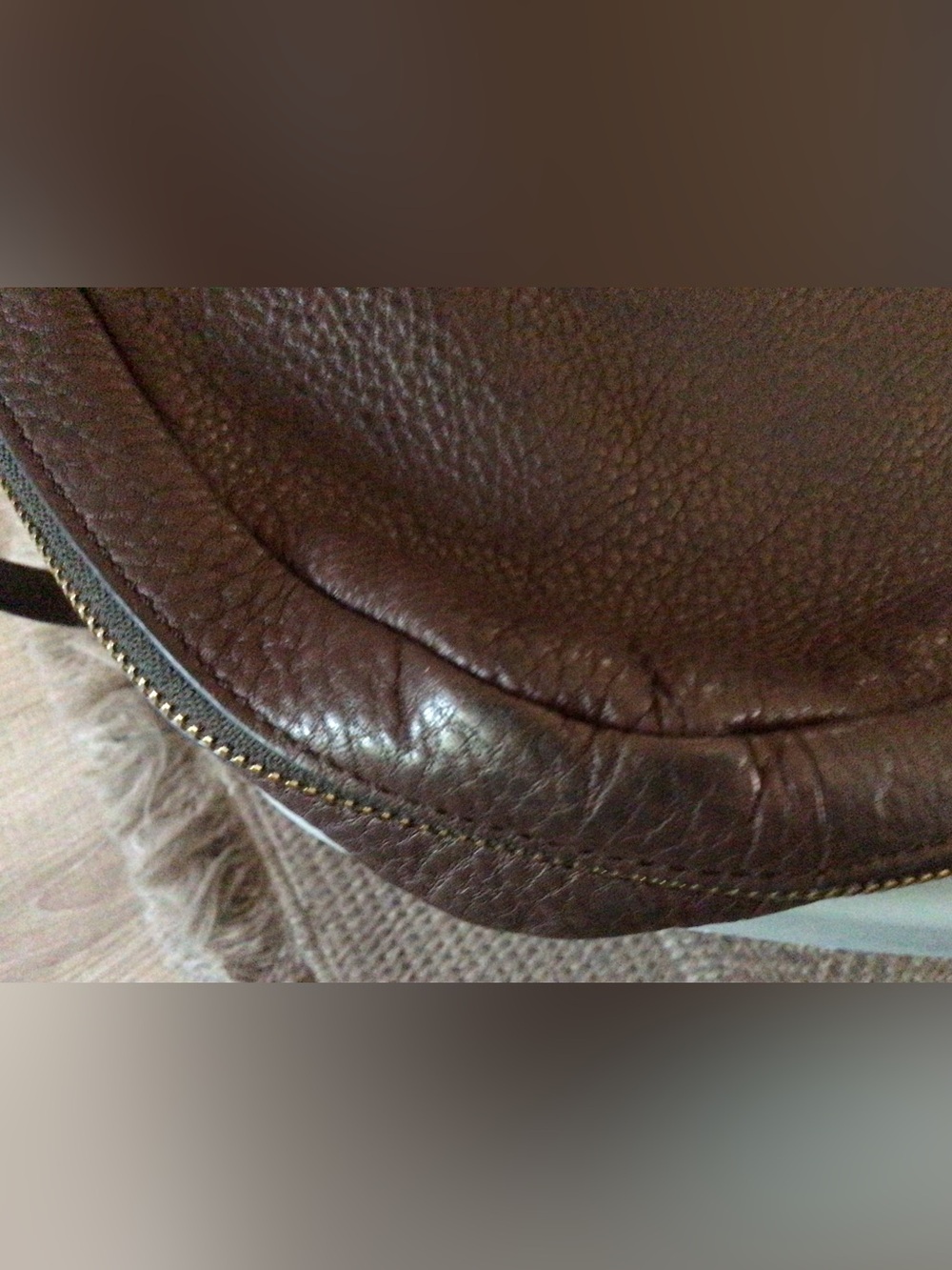 Fossil / Preston Espresso Pebbled Leather Crossbody Bag with Gold Hardware - Picture 10 of 12
